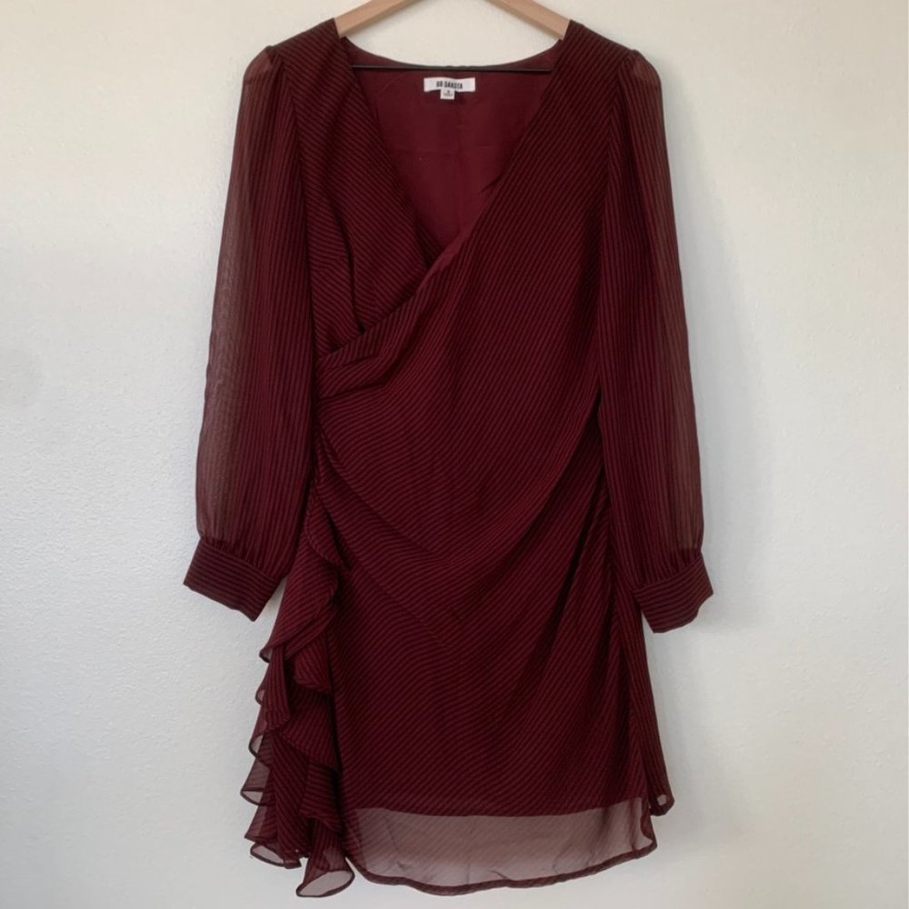 BB Dakota Striped Faux-Wrap Dress